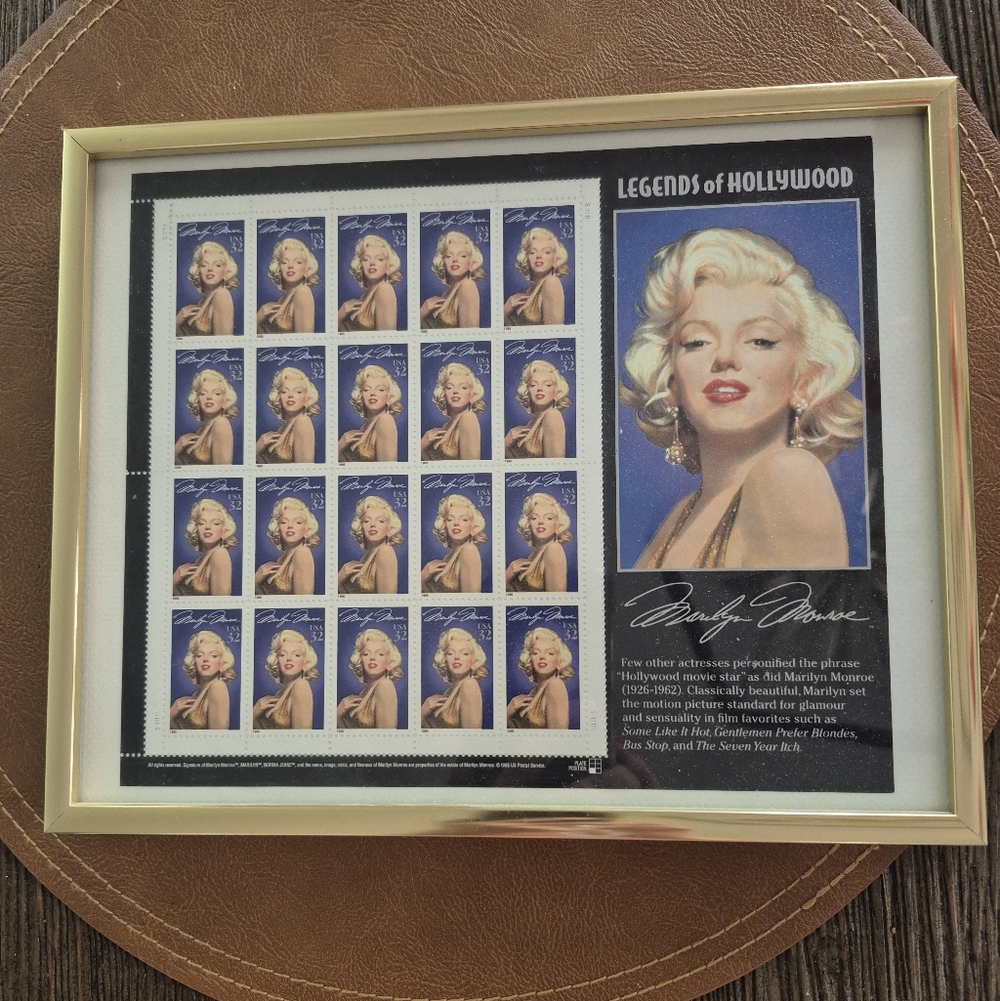 Legends Of Hollywood Marilyn Monroe Collectors Stamps Framed